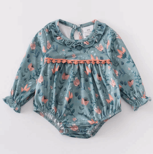 Green Floral Romper