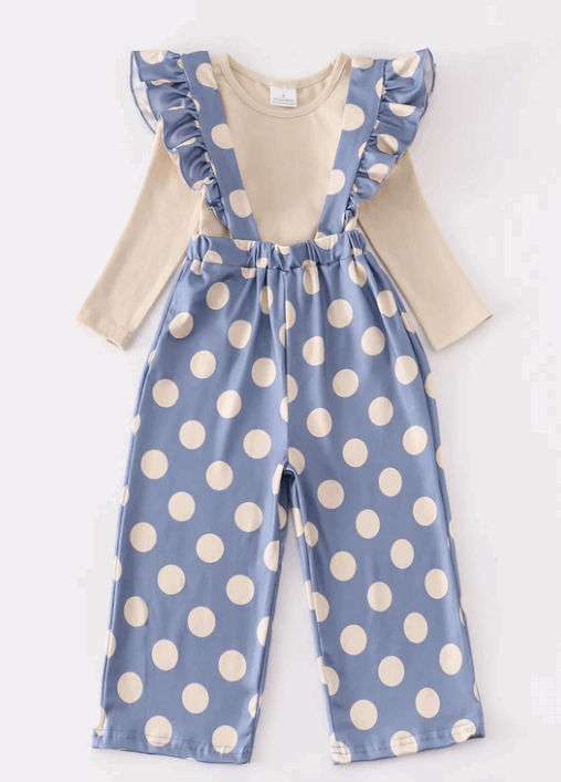 Blue Dot Suspenders Set