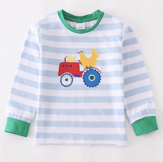 Boy Farm Tractor Applique Shirt
