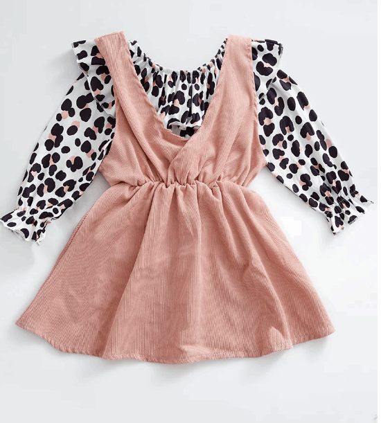 Leopard Ruffle Pink Dress