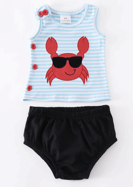 Blue Stripe Crab Applique