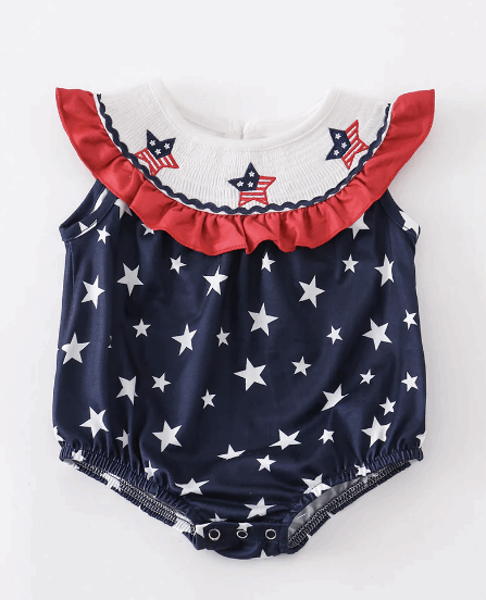 Blue Star Ruffle Romper