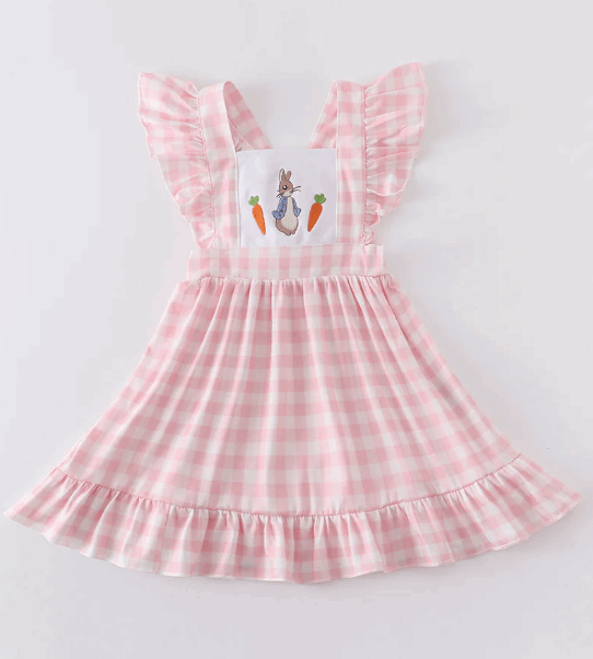 Pink Bunny Embroidery Dress