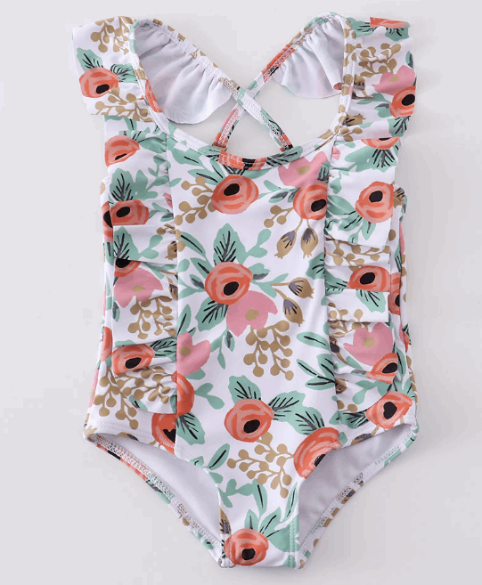 Orange Floral Swimsuit