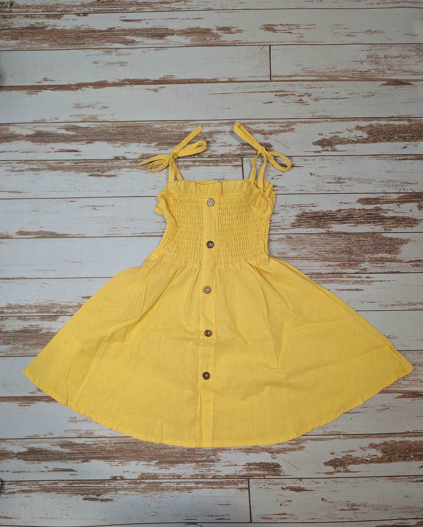 Smocked Strap Button Dress - Various Colors