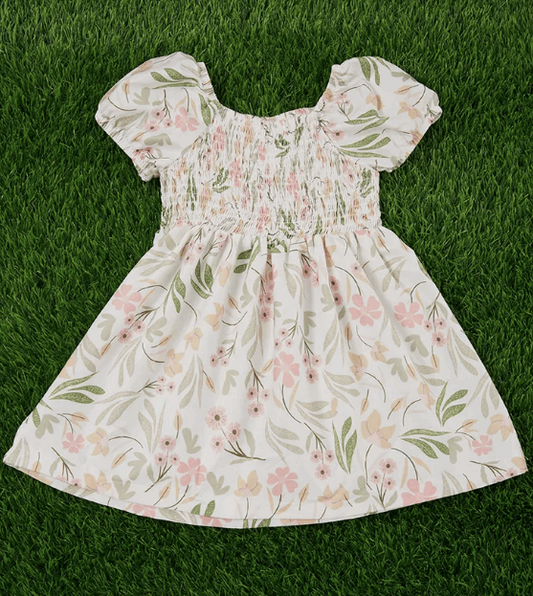 Fresh Breeze Floral Printed Bubble Sleeve Dress