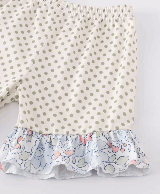 Floral print ruffle bow girl set