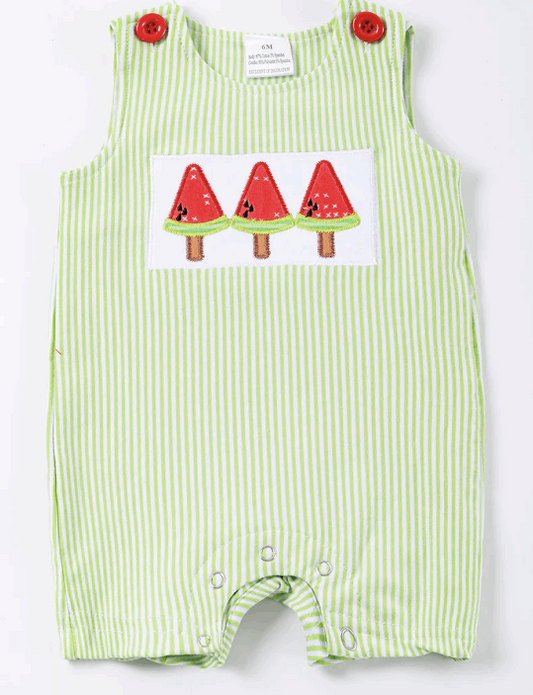 Green watermelon applique stripe boy jonjon