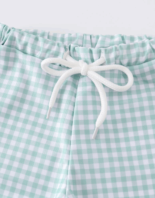 Green plaid drawstring boy shorts