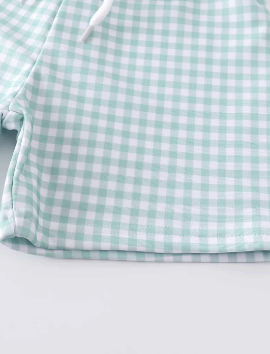 Green plaid drawstring boy shorts
