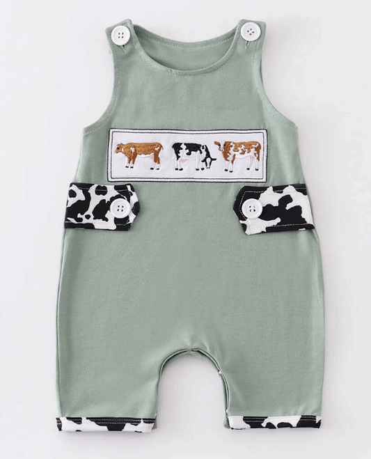 Green cow embroidery baby boy jonjon