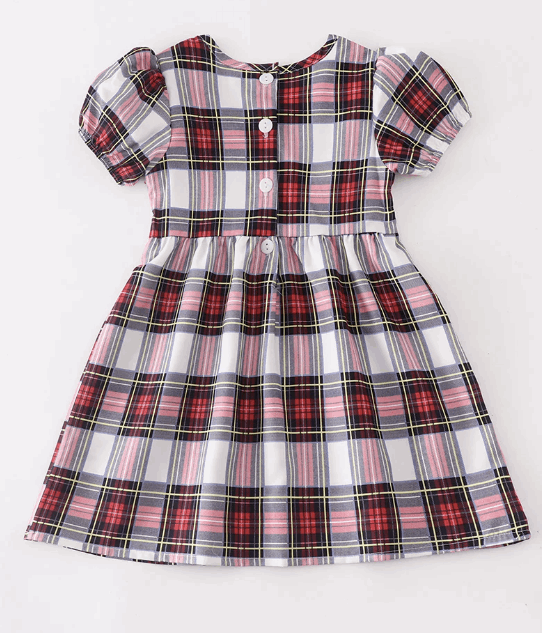 Christmas candy cane smocked plaid dress