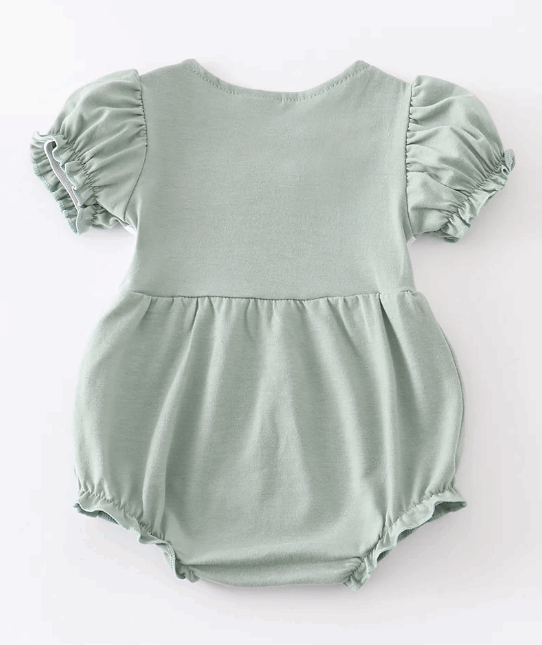 Green cow embroidery baby girl bubble