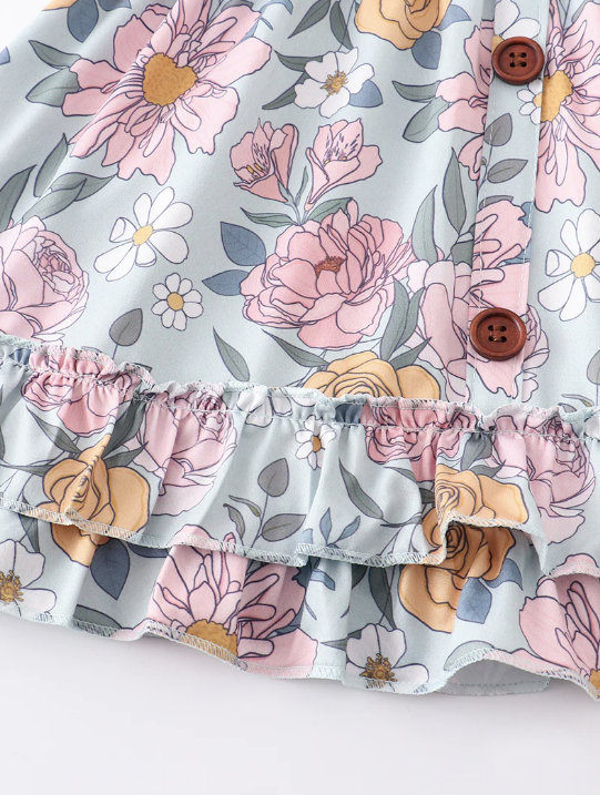 Floral Strap Ruffle Dress