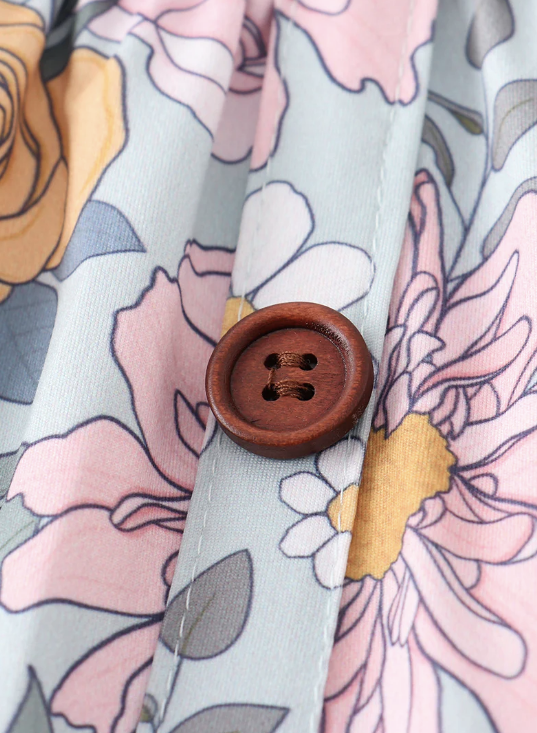 Floral Strap Ruffle Dress