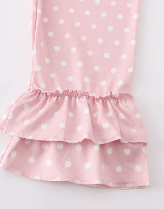 Pink stripe floral print ruffle set
