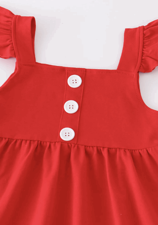 Red farm ruffle bell pant girl set