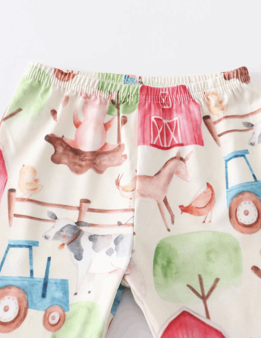 Red farm ruffle bell pant girl set