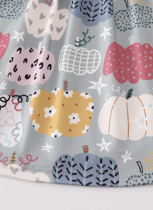 Pumpkin print girl dress