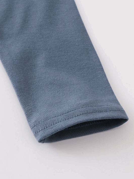 Blackish green pumpkin applique plaid boy set