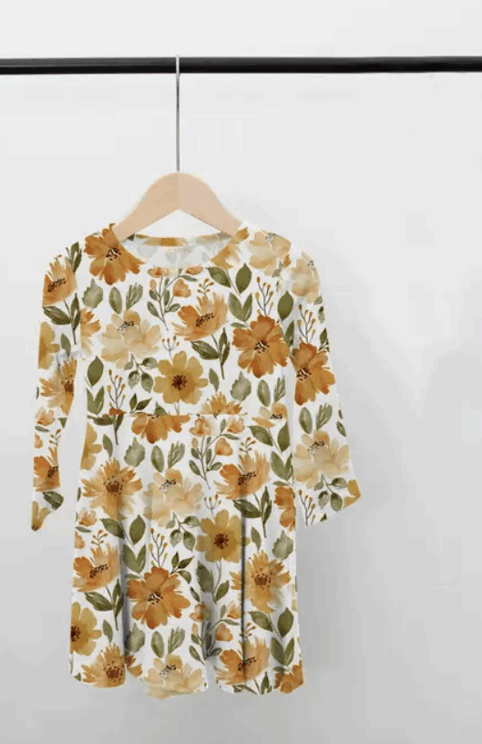 Girl Fall Floral Twirly Dress