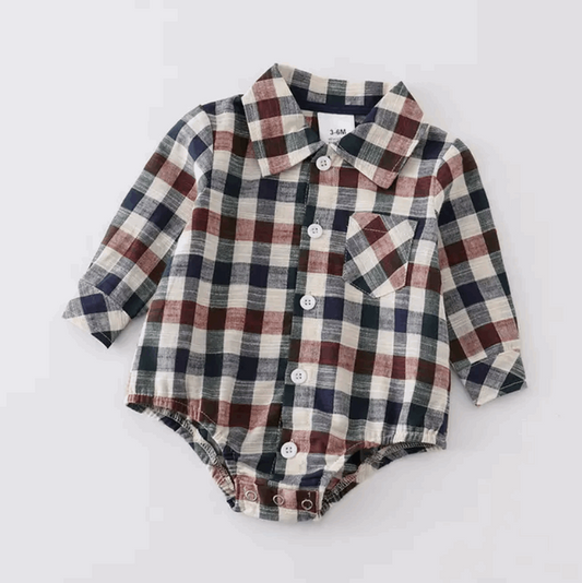 Matching Boys Plaid Romper