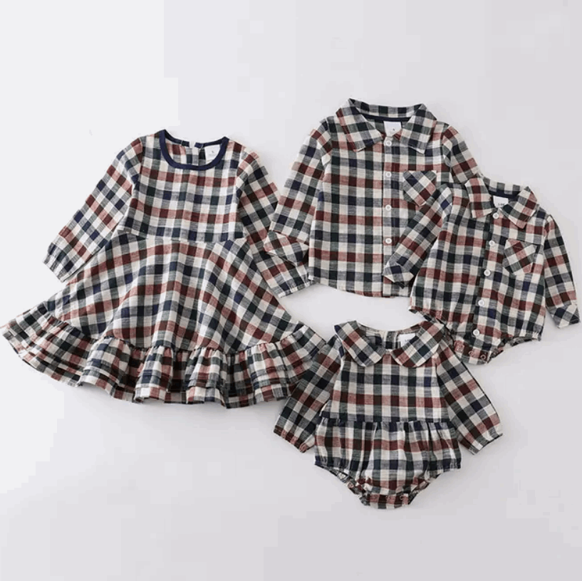 Matching Girl Plaid Romper