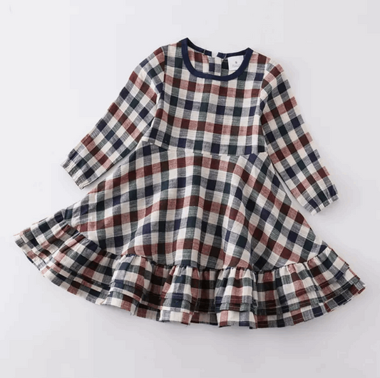 Matching Girls Plaid Ruffle Dress