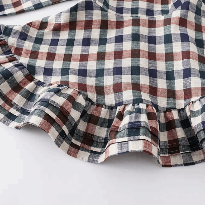 Matching Girls Plaid Ruffle Dress
