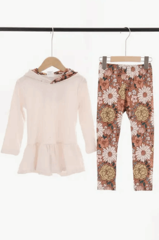 Kids Hoodie Floral Legging Set