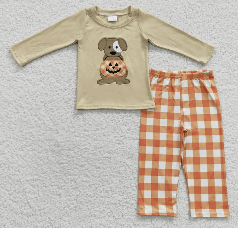 Dog Pumpkin Halloween Set Girl