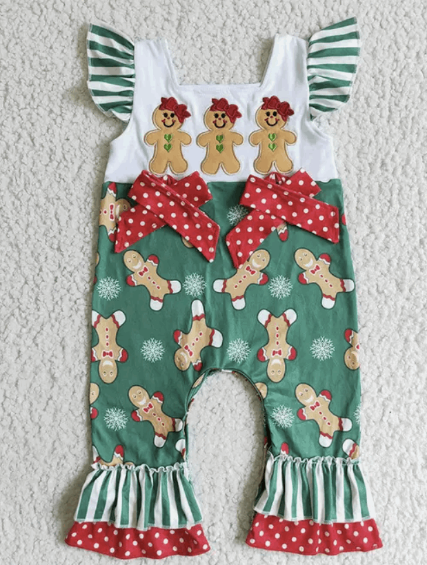 Girls Gingerbread Ruffle Romper