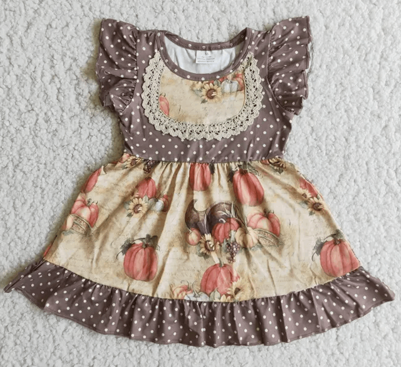 Girls Brown Pumpkin Dress