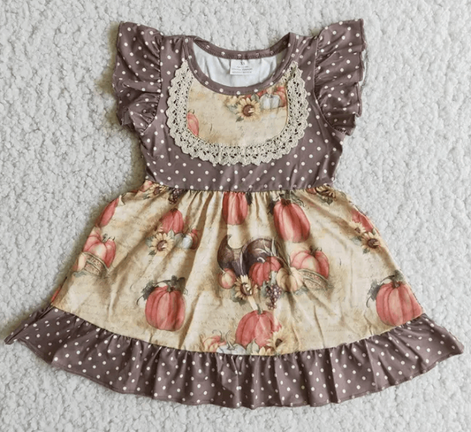 Girls Brown Pumpkin Dress