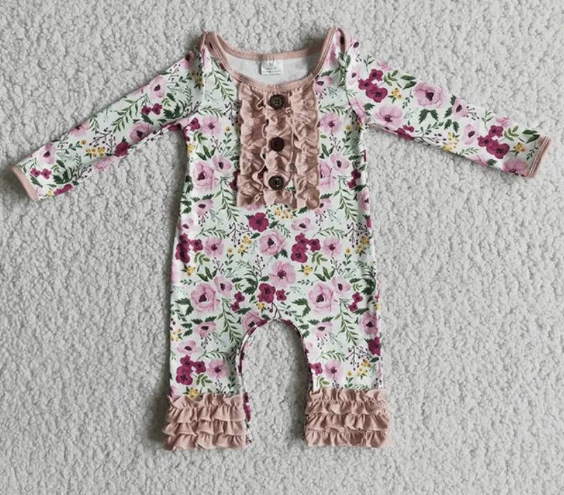 Pink Floral Fall Romper