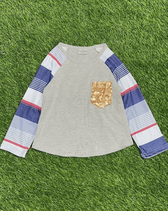 Stripe Top With Sequin Pockets