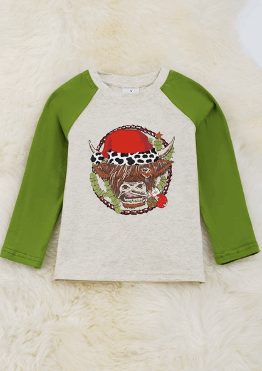 Christmas Highland Cow Raglan