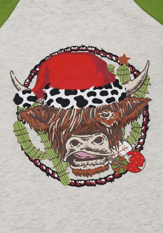 Christmas Highland Cow Raglan
