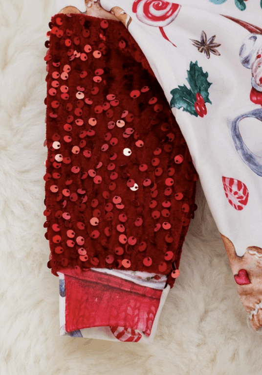 Christmas Printed Onesie w Sequins