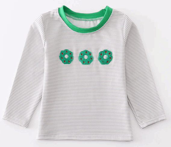 Boys French Knot Wreath Shirt