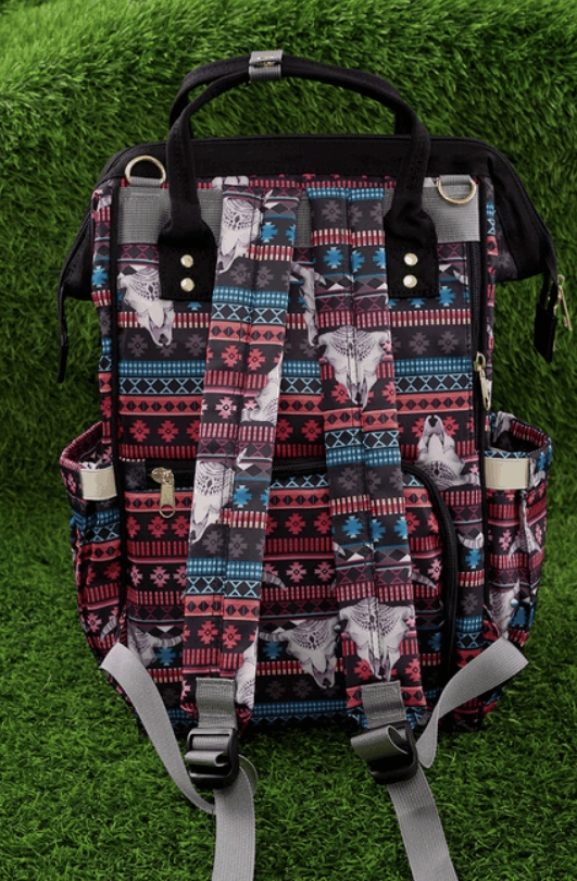Western Diaper Bag Skull and Pattern