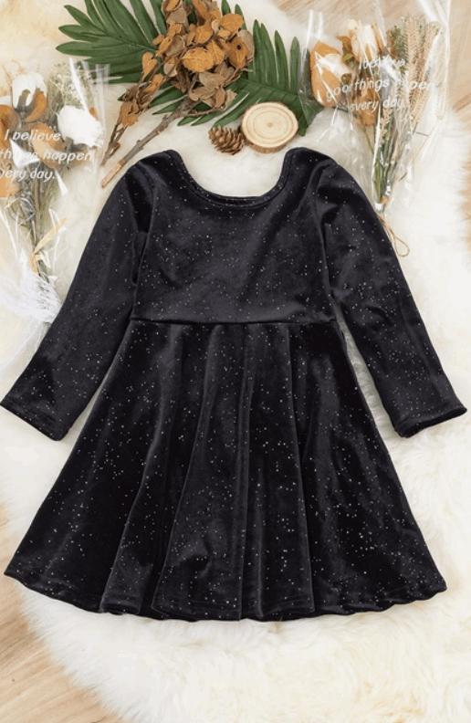 Glitzy Glitter Flare Velvety Dress
