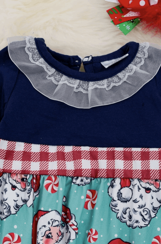 Mint & Navy Santa Dress