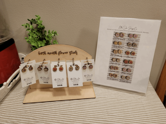 Birth Month Flower Stud Earrings