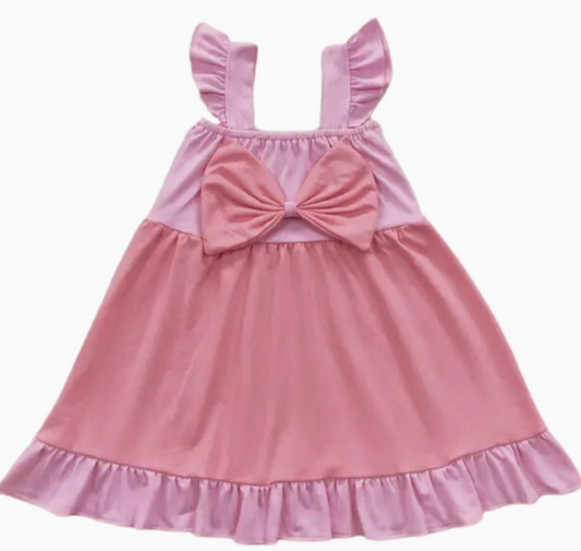 Pink Princess Flutter Sleeve Dress