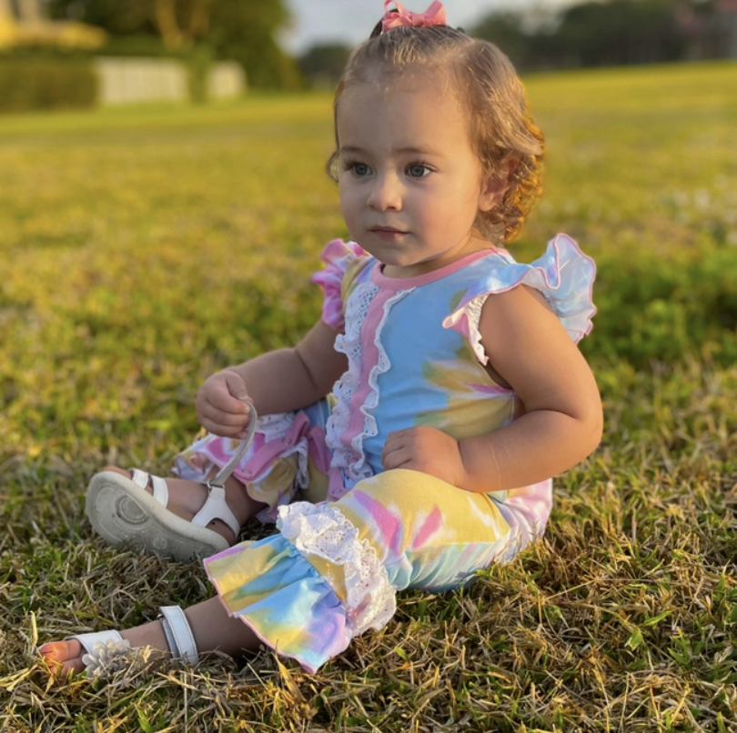 Pastel Pink and Blue Tie Dye Romper