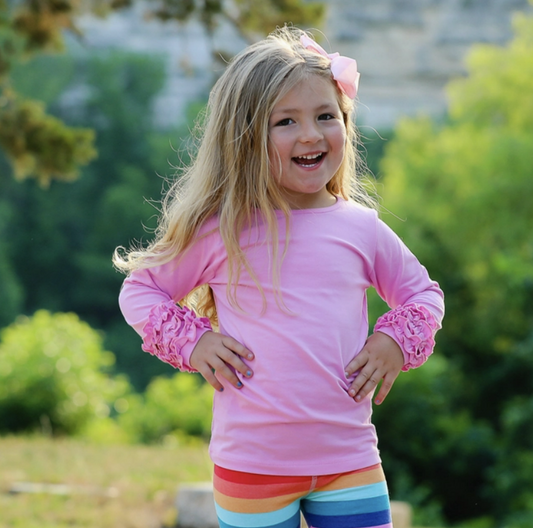 Pink Ruffle Layering Long-Sleeve Shirt