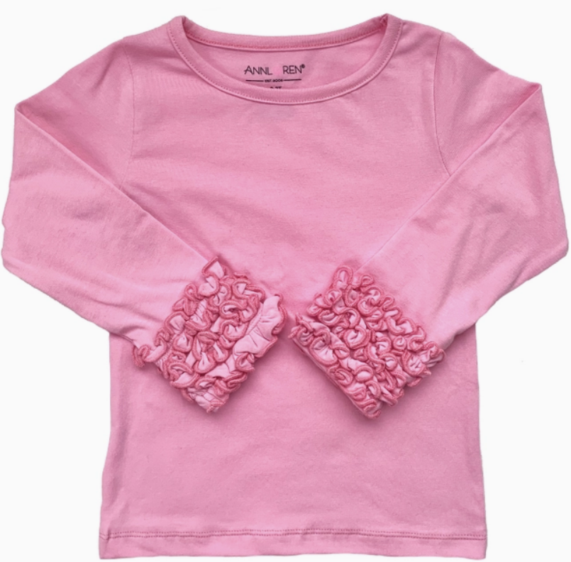 Pink Ruffle Layering Long-Sleeve Shirt