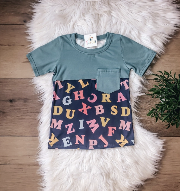 Alphabet Short Sleeve Pocket Tee