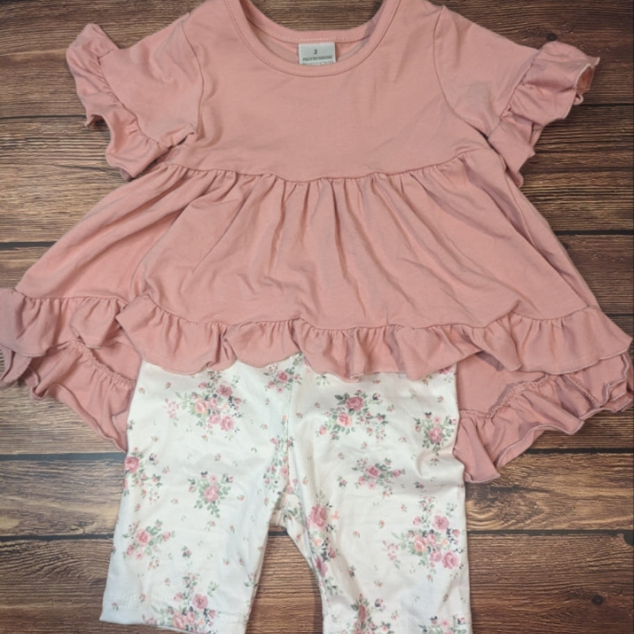 Pink Floral Ruffle Set